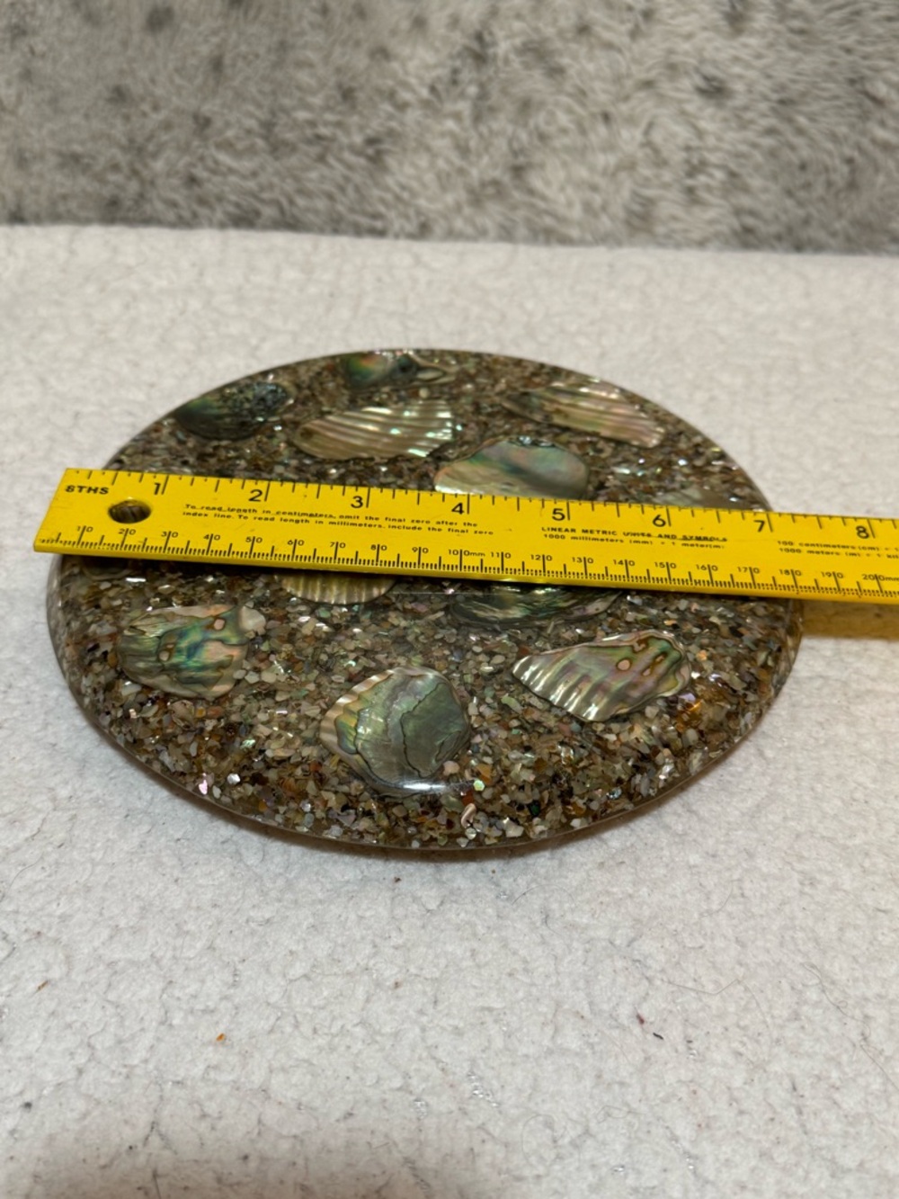 Vintage Plympton's Genuine Abalone Lucite Hot Plate Trivet 7” - Picture 8 of 9